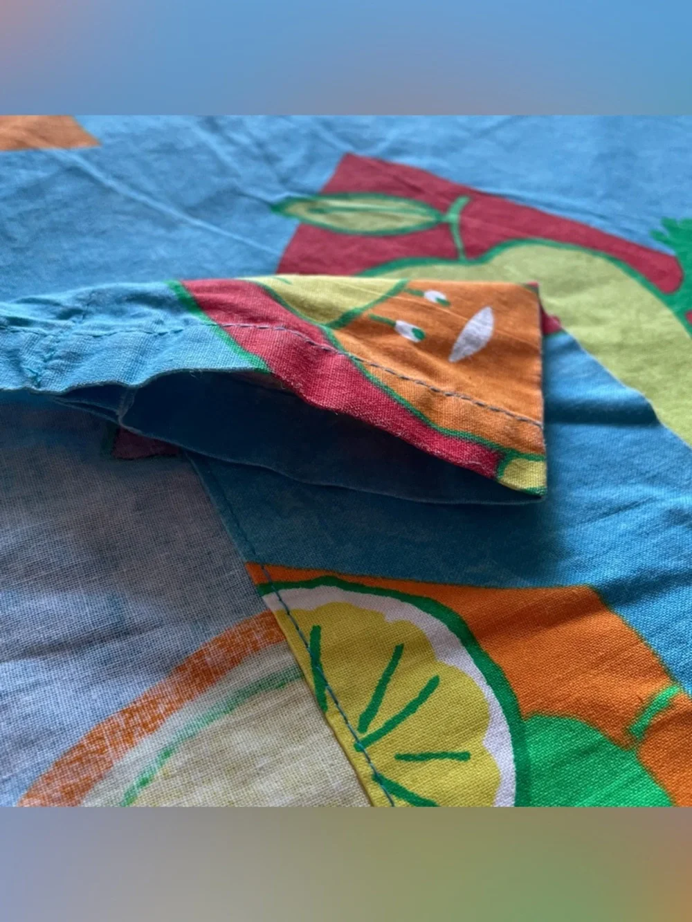 Rare VTG IKEA Fruit Queen Sheet/Curtain Colorful Kidcore Unique Lemon 65